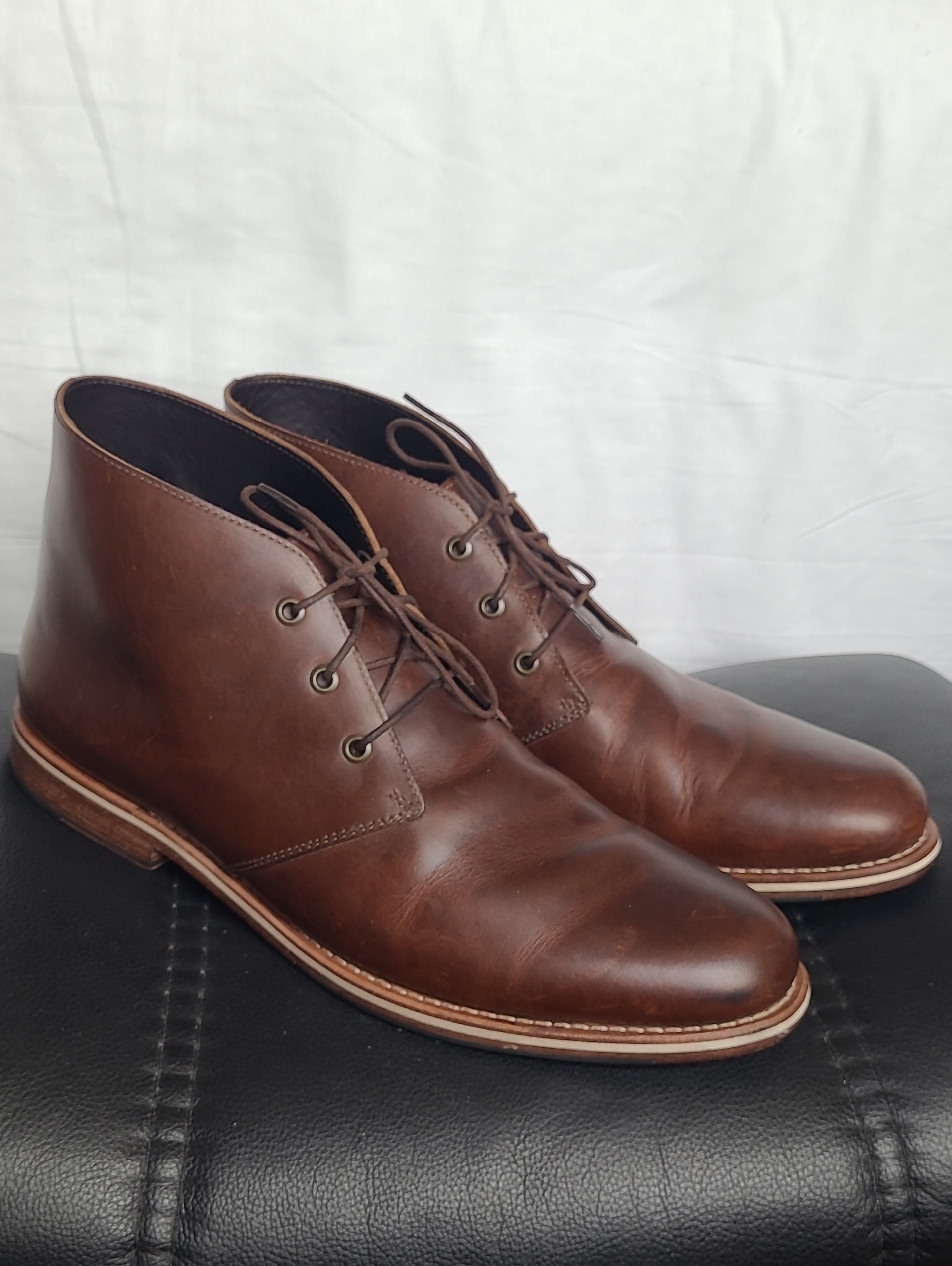 Helm Boot Shoes. Brown Chestnut Leather. Declan Lace-Up. Sz. 13m. Like New.
